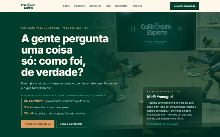 Abertura de cafecomexperts.com.br no computador