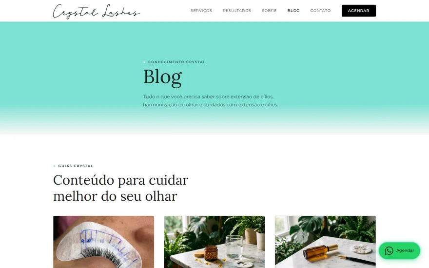 Página do blog do Crystal no computador