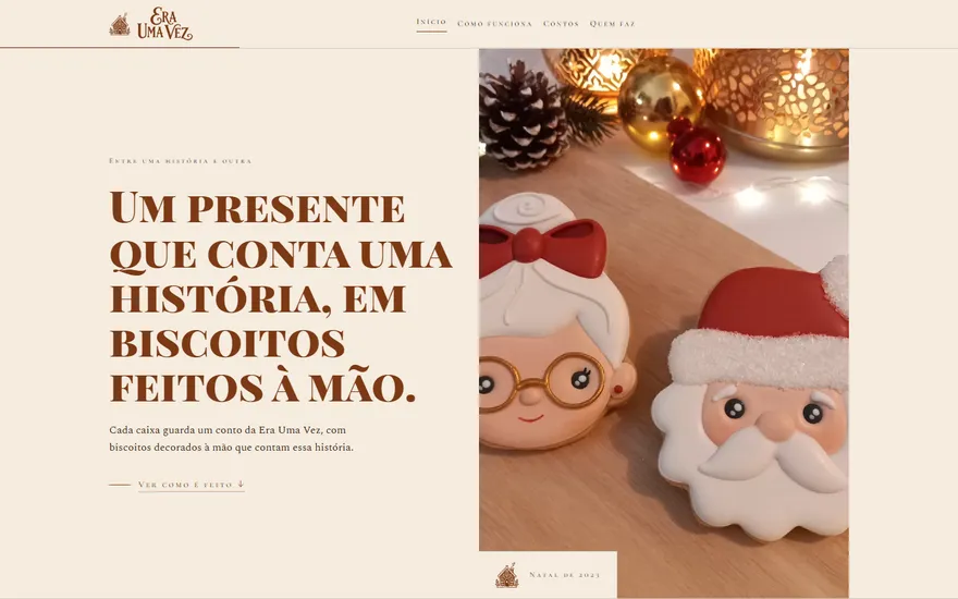 Abertura do site da Era Uma Vez no computador, prévia