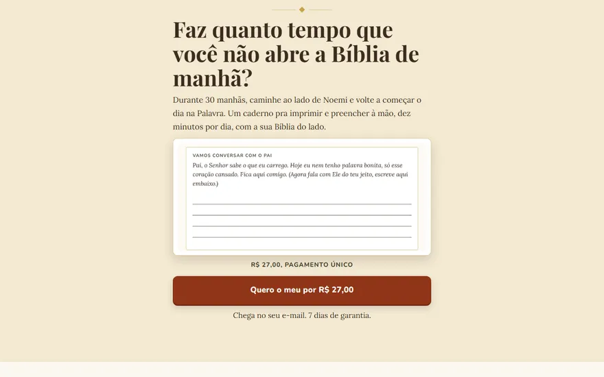 A landing page da campanha no computador